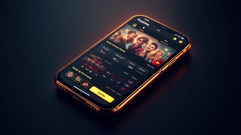 Mobiele app-interface met casinospellen en sportweddenschap-secties