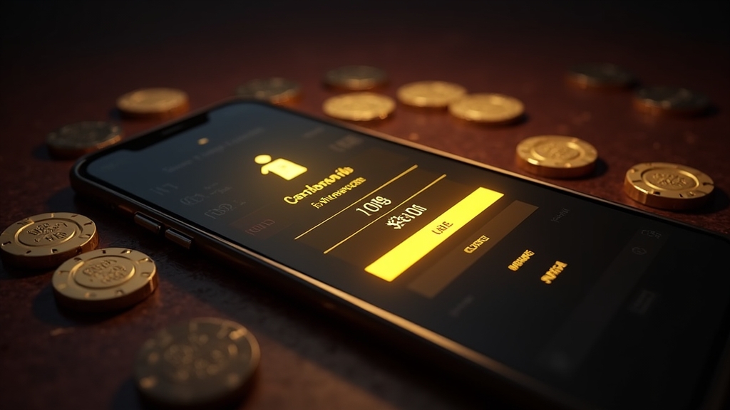 Smartphone-inlogscherm voor Goldhorns met casinothema-achtergrond